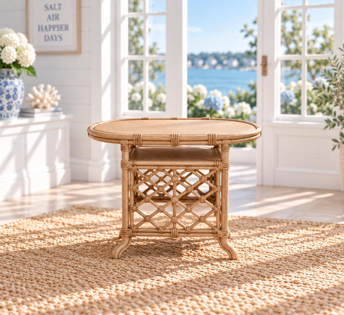 Dollhouse 3-Piece Table and Chair Setting | 1:12 Hamptons Coastal Miniature Furniture | Tan Breakfast Set