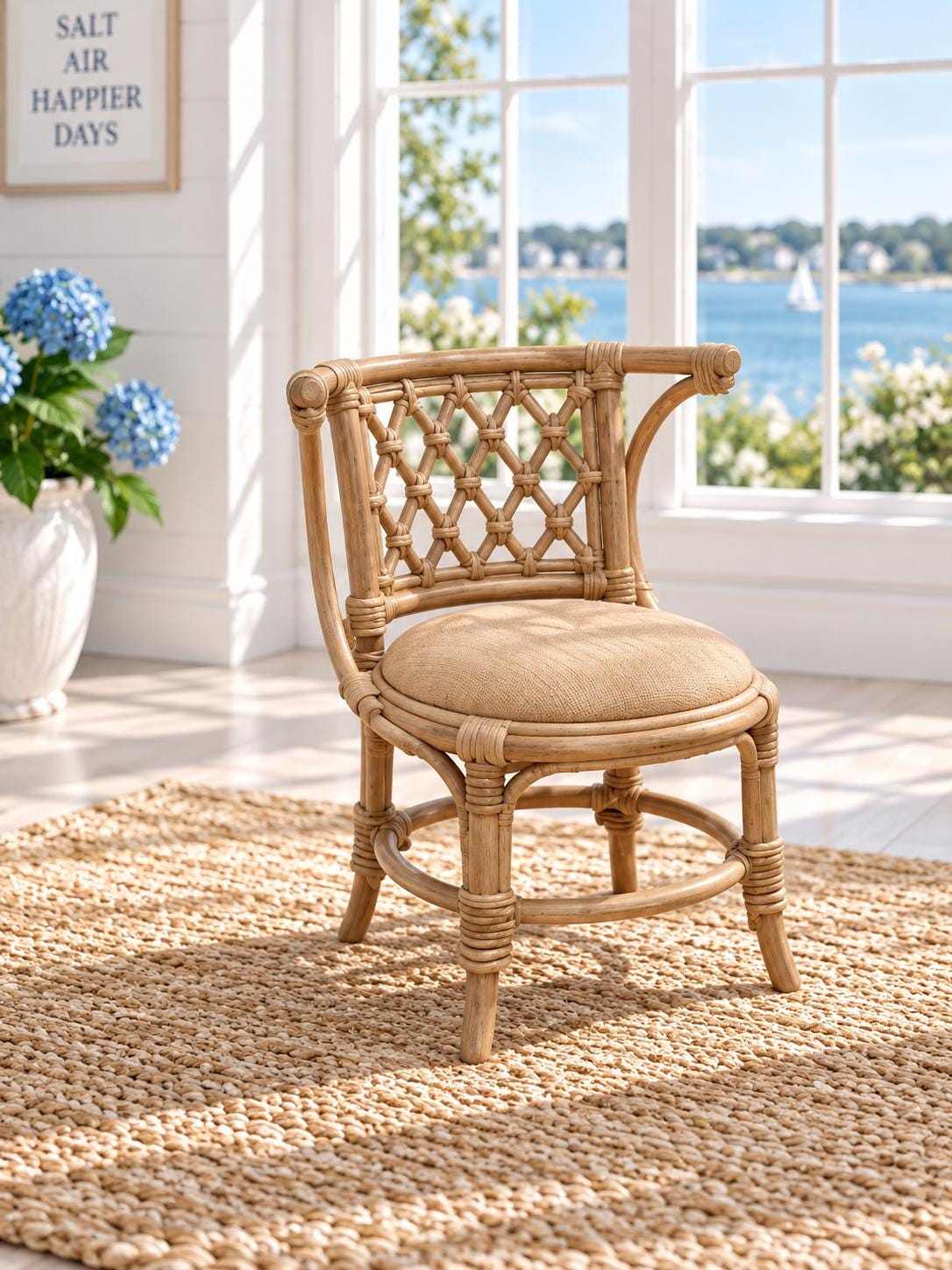 Dollhouse 3-Piece Table and Chair Setting | 1:12 Hamptons Coastal Miniature Furniture | Tan Breakfast Set