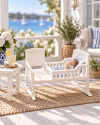 Hamptons Baby Rocking Cradle | 1:12 Scale Dollhouse Nursery Furniture | Coastal Miniature Crib