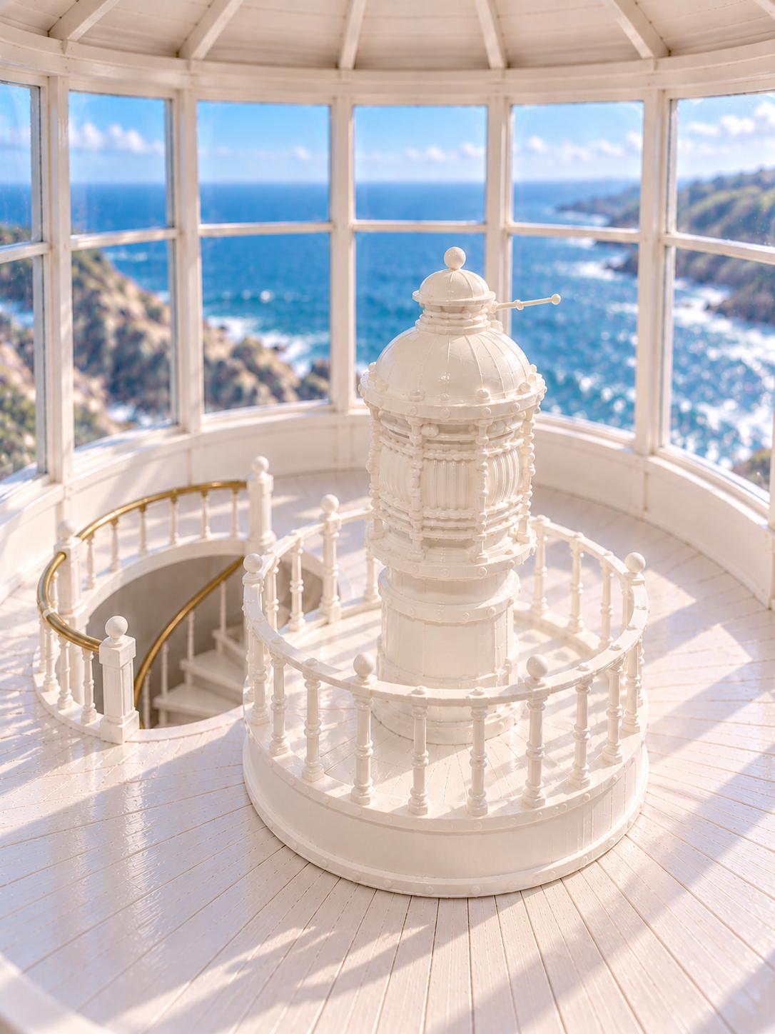 Miniature Lighthouse Beacon and Lantern Room | 1:12 Scale Coastal Dollhouse Lighthouse Accessory
