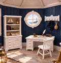 Lighthouse Keeper’s Study Set | 1:12 Scale Nautical Dollhouse Desk, Bookcase, Chair Coat Rack and Porthole Window