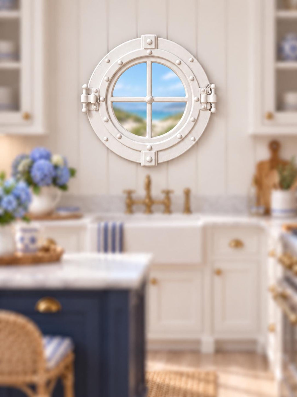 Nautical Porthole Window | 1:12 Scale Dollhouse Lighthouse Window | Coastal Miniature