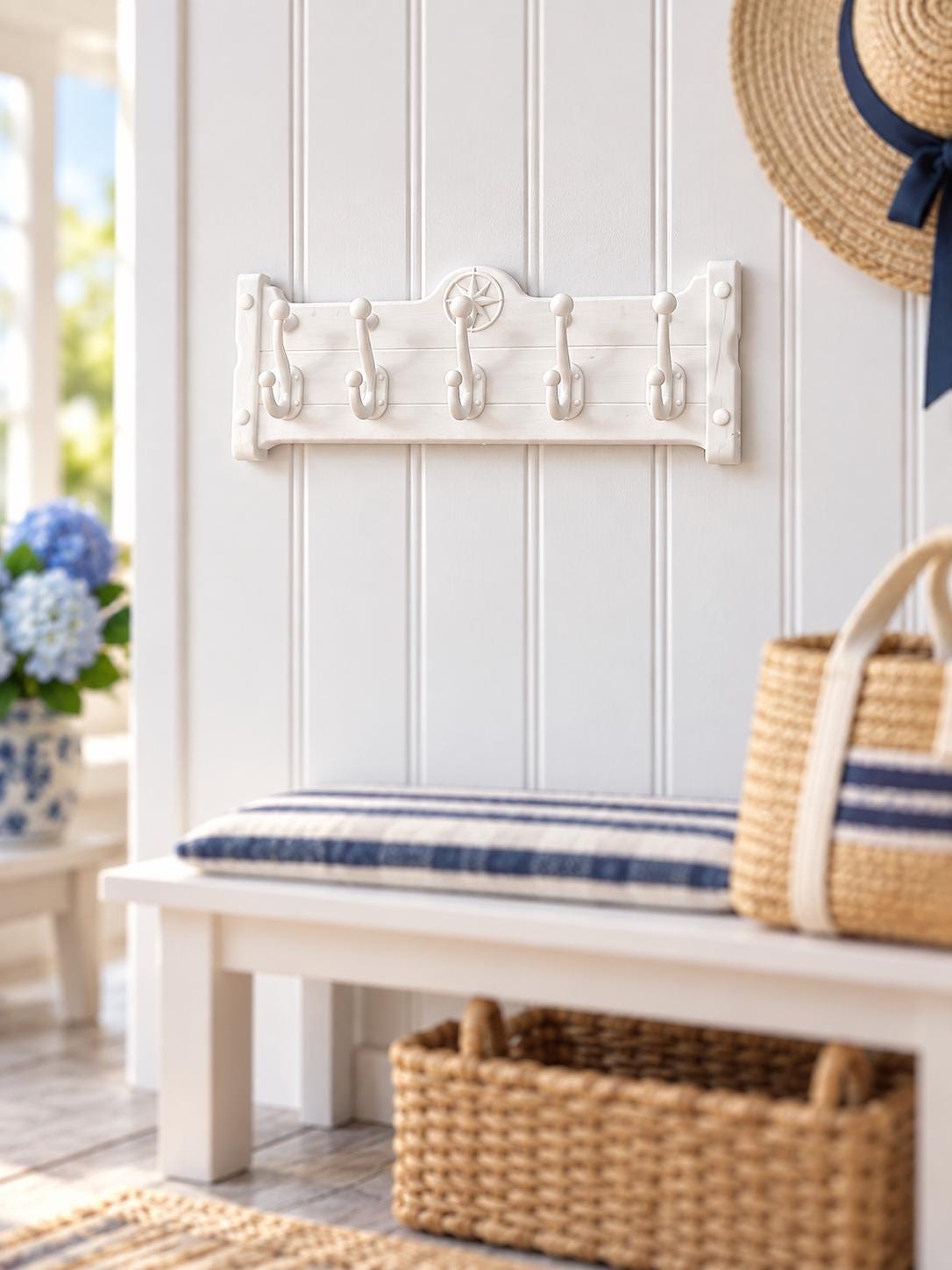 Nautical Compass Wall Hooks | 1:12 Scale Lighthouse and Coastal Dollhouse Coat Rack