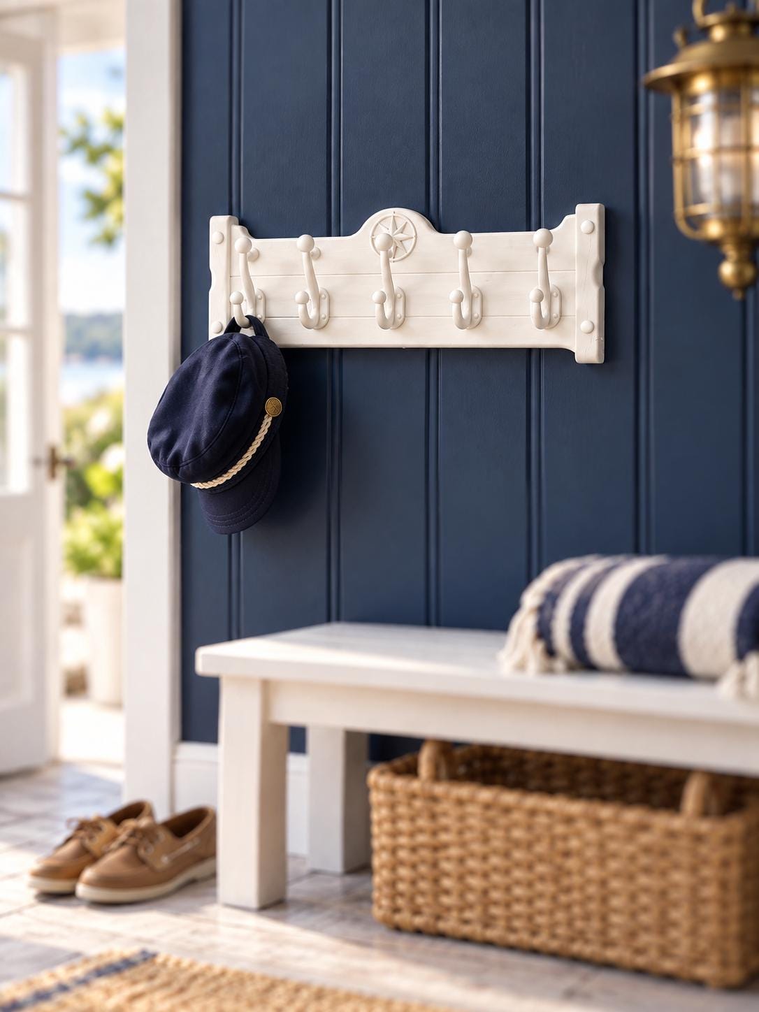 Nautical Compass Wall Hooks | 1:12 Scale Lighthouse and Coastal Dollhouse Coat Rack