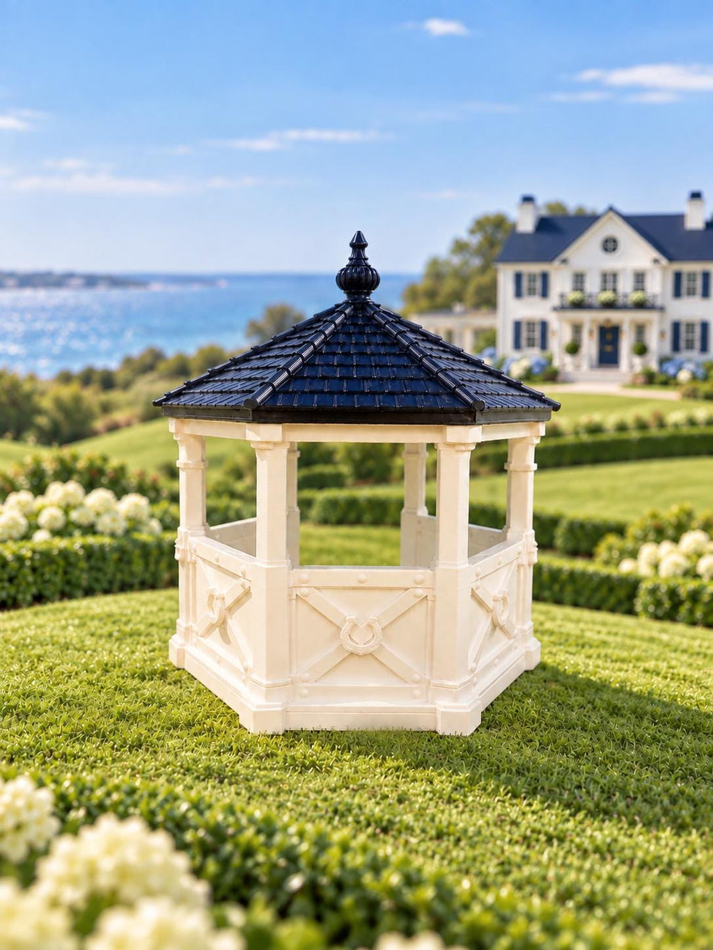 Equestrian Stable Pavilion Gazebo | 1:12 Scale Dollhouse Horse Shelter | Hamptons Estate Miniature