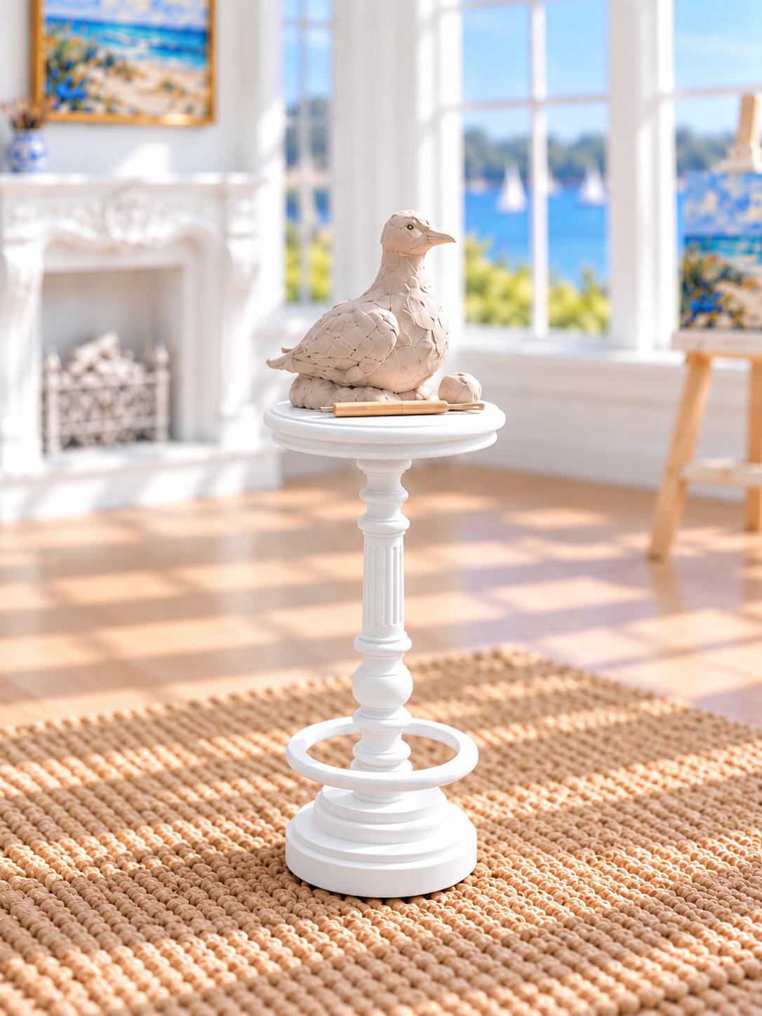 Hamptons Artist Studio Set with Fireplace | 1:12 Scale Dollhouse Easel, Art Table, Stool and Sculpture Stand