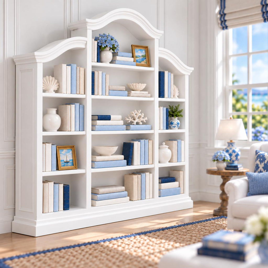 Hamptons Library Bookcase | 1:12 Scale Dollhouse Bookshelf | Coastal Miniature Furniture