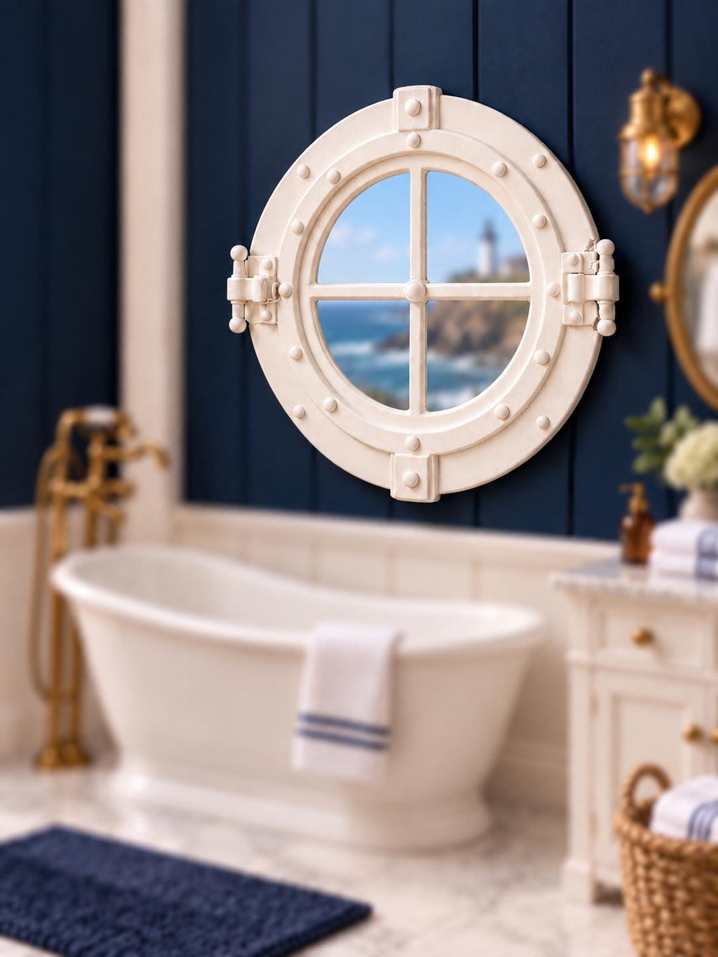 Nautical Porthole Window | 1:12 Scale Dollhouse Lighthouse Window | Coastal Miniature