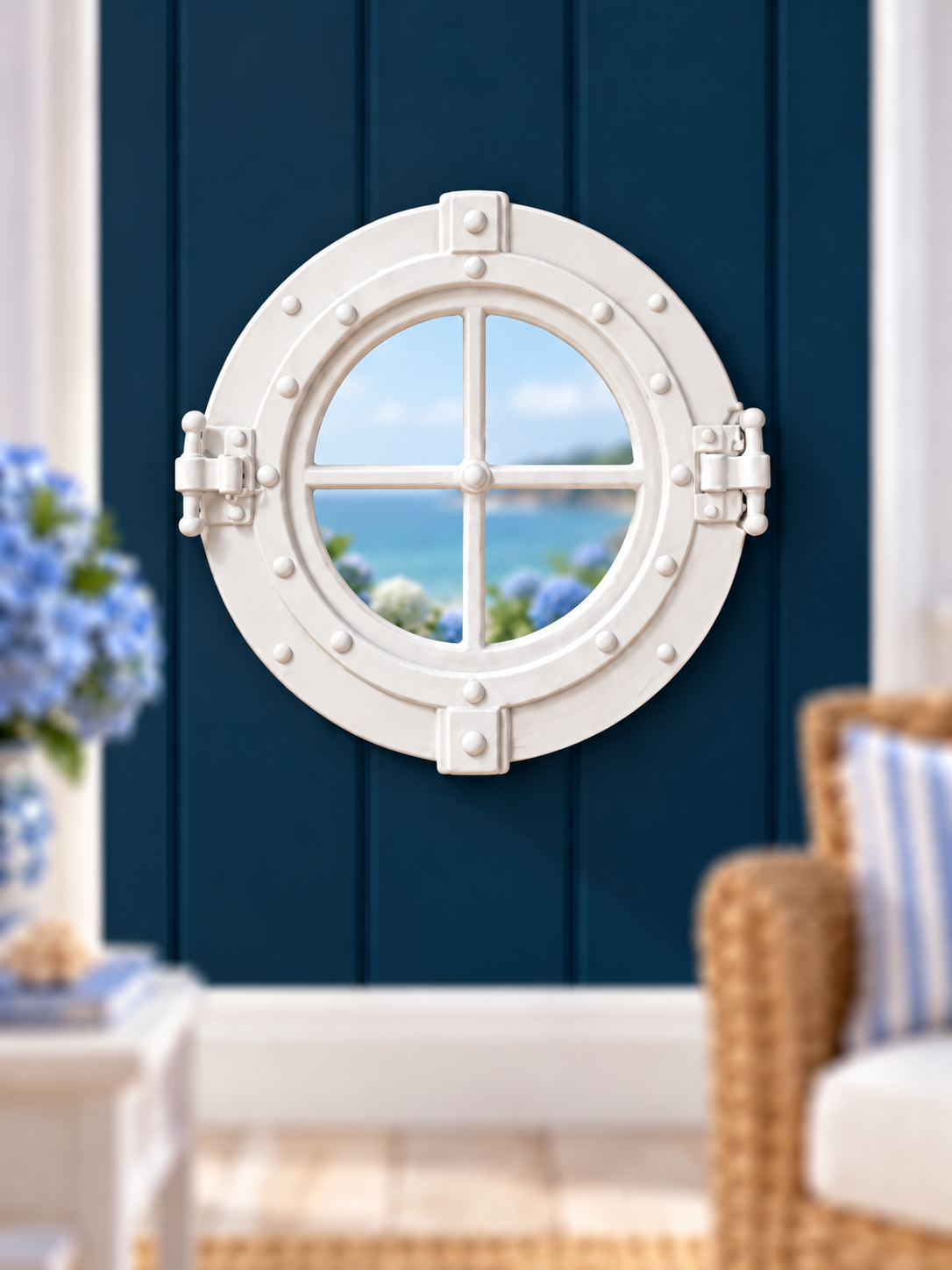 Nautical Porthole Window | 1:12 Scale Dollhouse Lighthouse Window | Coastal Miniature